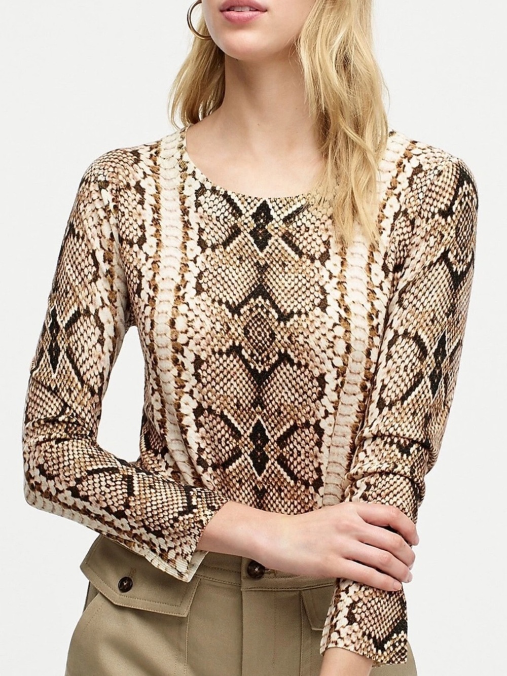 J. Crew Tippi Sweater in Snake Print 100% Merino Wool Size XXS